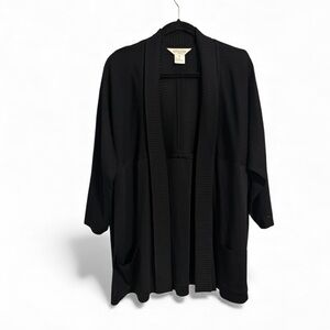 Misook Open Front Ribbed Knit Cardigan Sweater Size 1X Minimalist Quiet Luxury